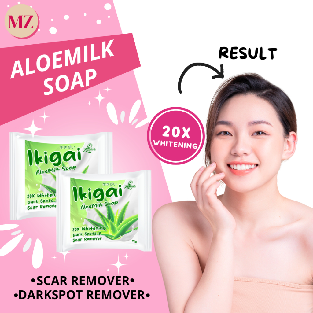 2 Ikigai Aloemilk Whitening Soap Moisturizer Pore Minimizer Warts
