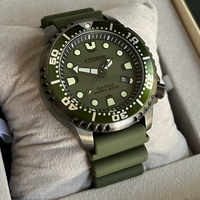 Citizen Promaster Diver Watch Bn0157 11x Eco Drive Army Green Dial And Rubber Watch For Men 5894