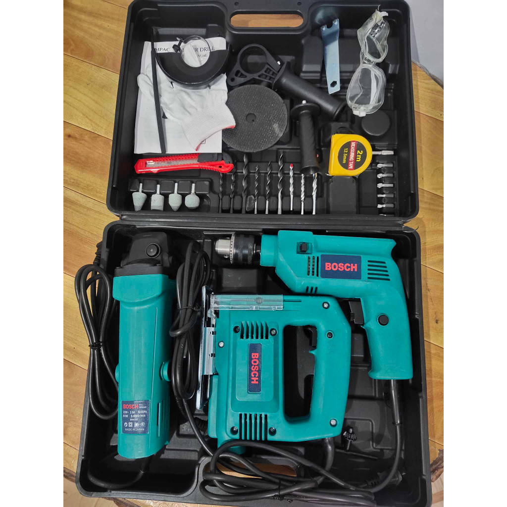 Bosch 3in1 Angle Grinder, Impact drill and Jigsaw set complete