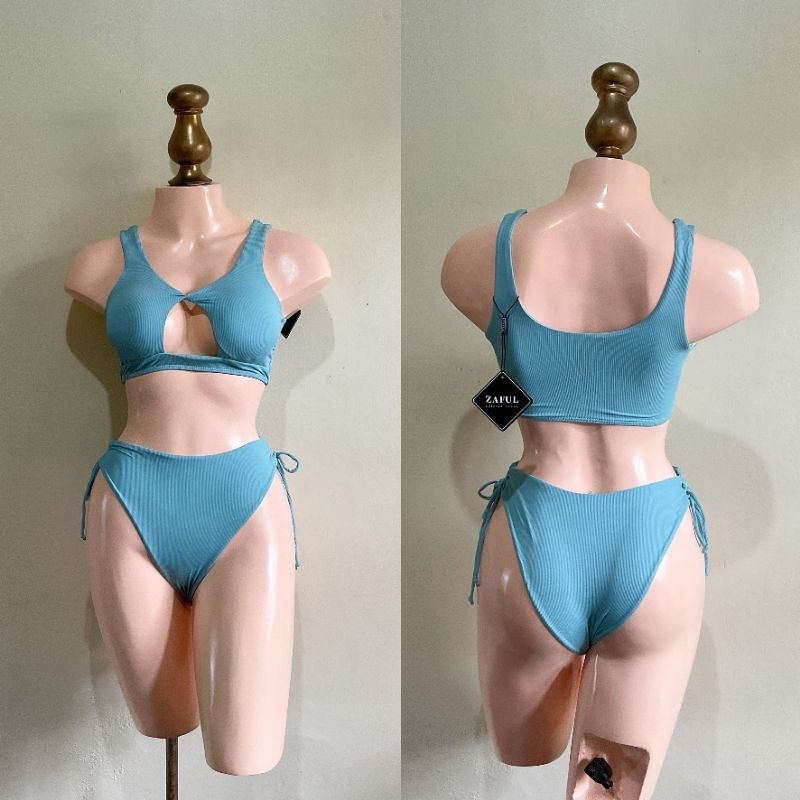 ZAFUL TWO PIECE ( 2 PC ) PLAIN BIKINI SWIMSUIT