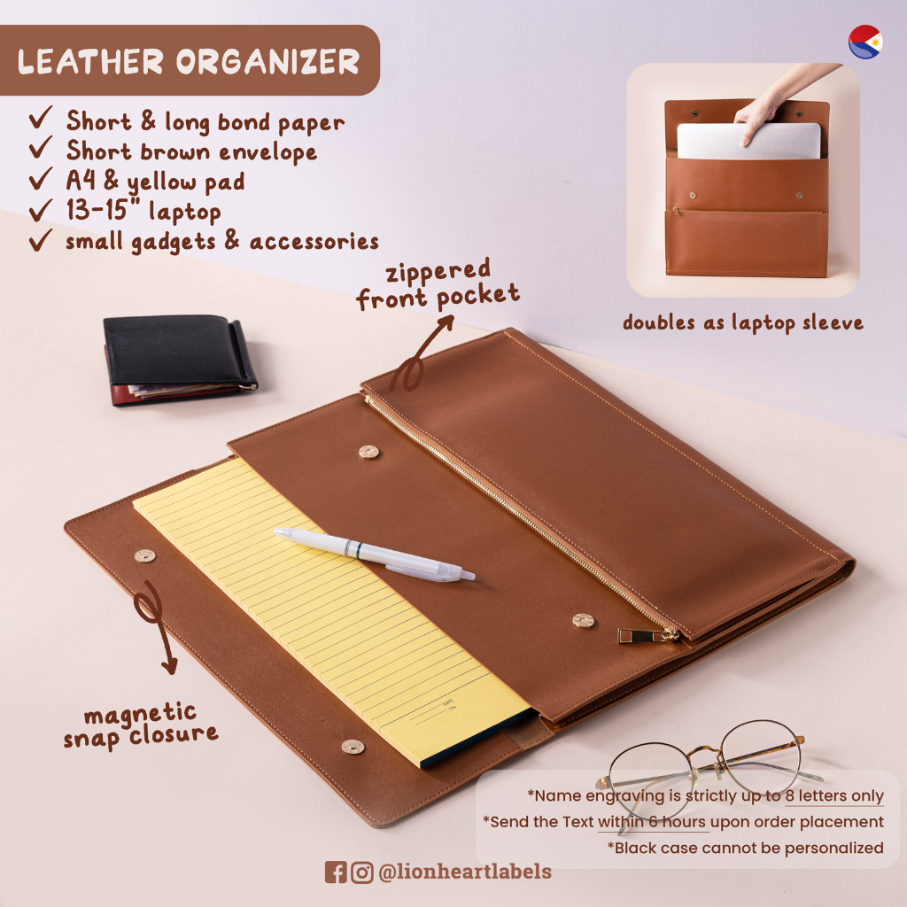 [Leather Organizer] Laptop & Document Magnetic Briefcase Bag Case ...