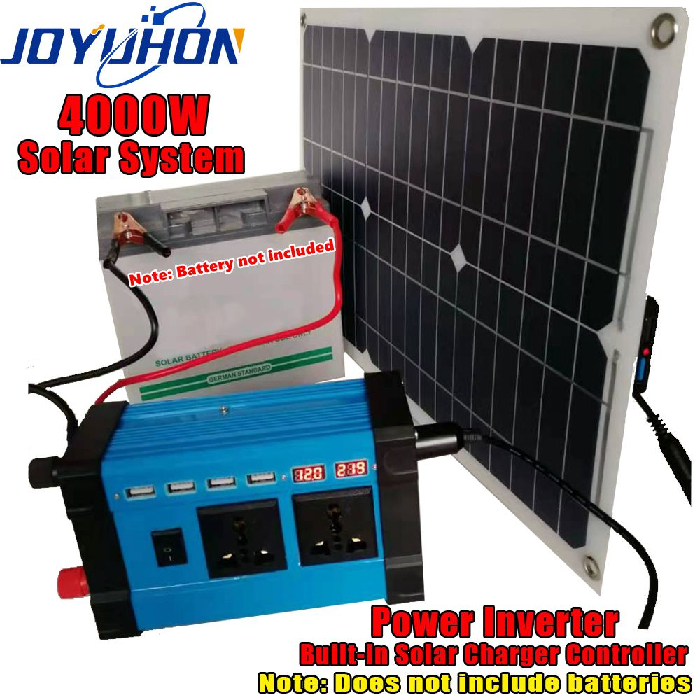 Joyuhon 12v To 220v Solar Power System Set 4000w Inverter Built In Solar Controller18w Solar 5629