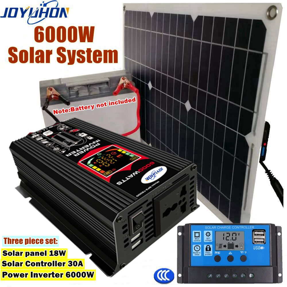 Joyuhon 12v To 220v Solar Power System Set 4000w Inverter Built In Solar Controller18w Solar 9998