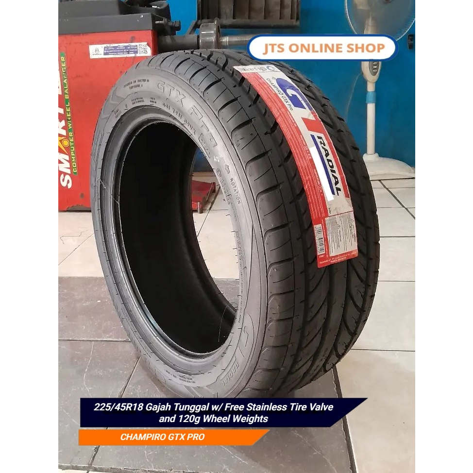 225/45R18 Gajah Tunggal w/ Free Stainless Tire Valve and 120g Wheel ...