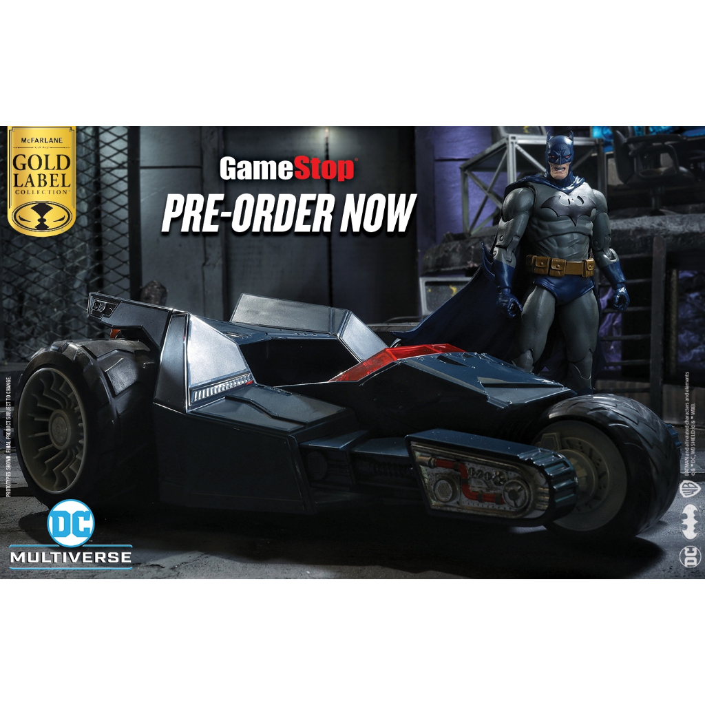 McFarlane Toys Dark Nights: Metal Bat-Raptor - Veicolo Di Batman 30 Cm Con Parti Telescopiche - Giocattolo Da Collezione Con Ruote Funzionanti