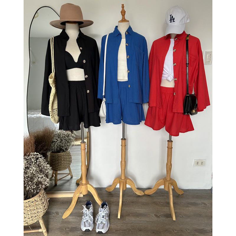 ON SALE! NAMI SET kimono sleeve flounce shorts linen Shopee