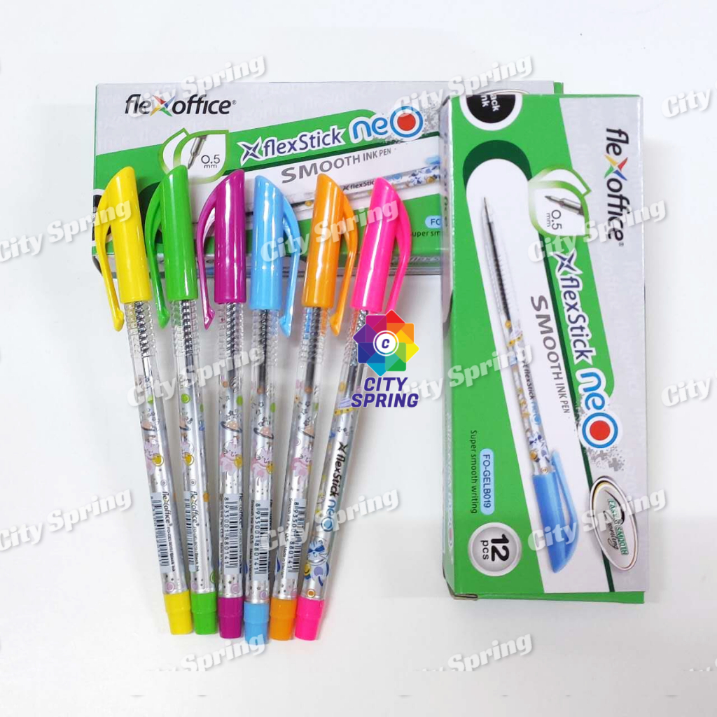 Flex Stick NEO 12pcs Black Ink Pen 0.5mm Flexstick Office Ballpen ...