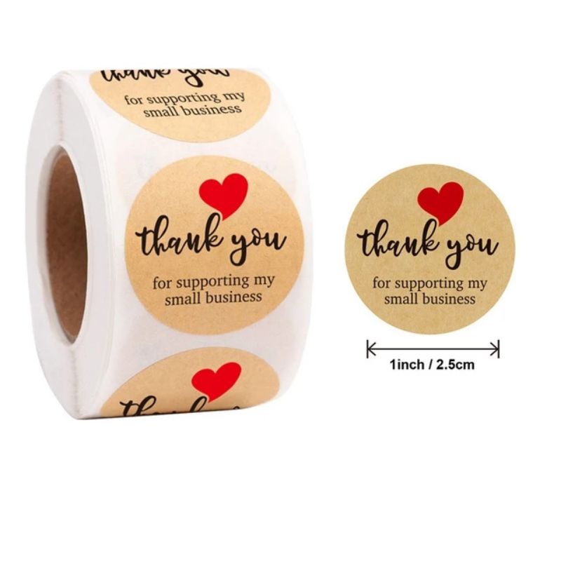 500PCS (1inch) STICKER KRAFT THANK YOU FOR SUPPORTING MY SMALL BUSINESS ...