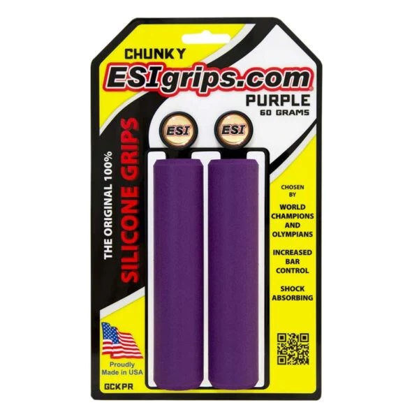 ESI CHUNKY ORIGINAL SILICONE BICYCLE GRIPS PURPLE FOR XC TRAIL