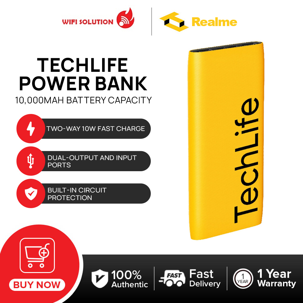Realme TechLife Power Bank 10000Mah Original Brandnew Super Fast Charging  with Circuit Protection