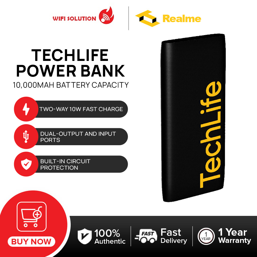Realme TechLife Power Bank 10000Mah Original Brandnew Super Fast Charging  with Circuit Protection