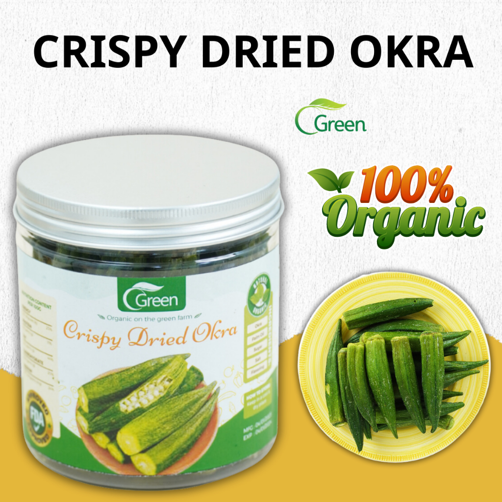 Green Crispy Dried Okra 100 Premium Organic Okra Low Carb Healthy