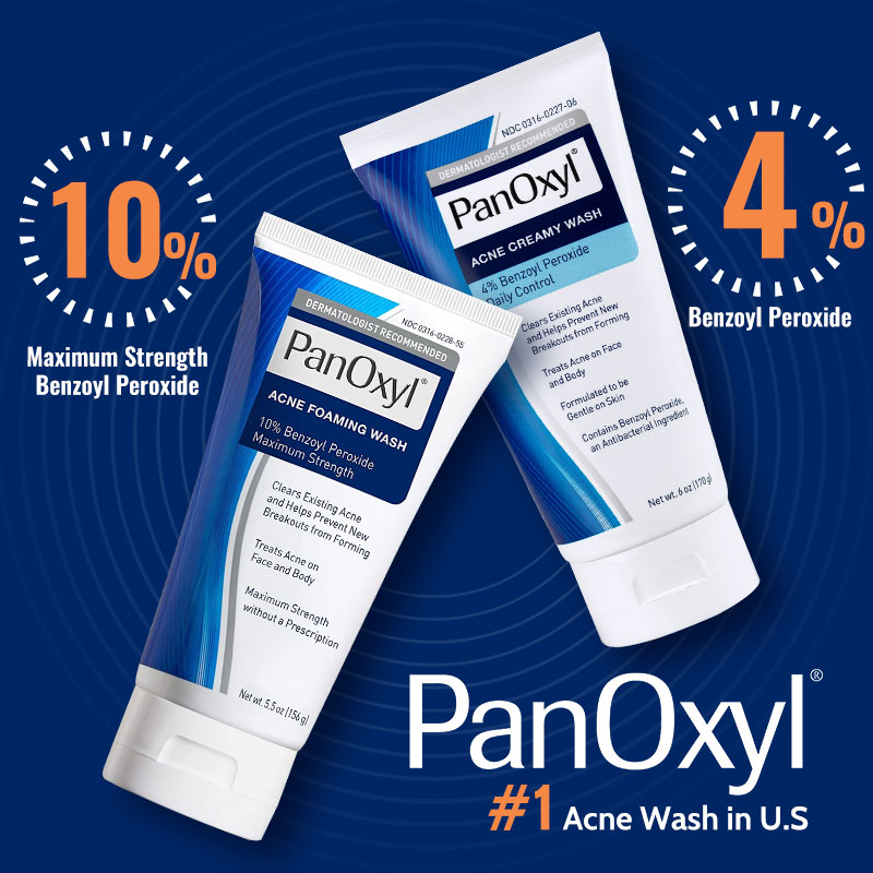 PanOxyl Acne Foaming Wash Benzoyl Peroxide 4%/10% Maximum Strength ...