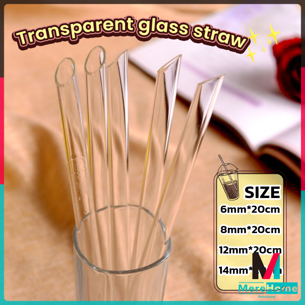 Clear Glass Straw Resistant Transparent Glass Straw 20cm Length ...