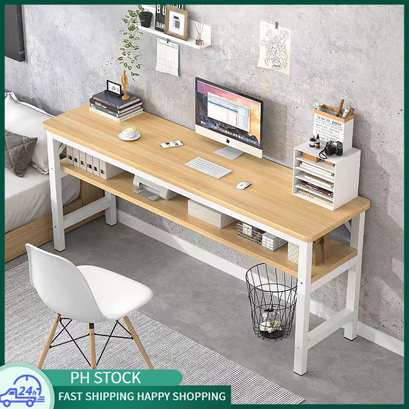 Double Layer Computer Desk Thickened Office Desk Rectangular Long Table ...