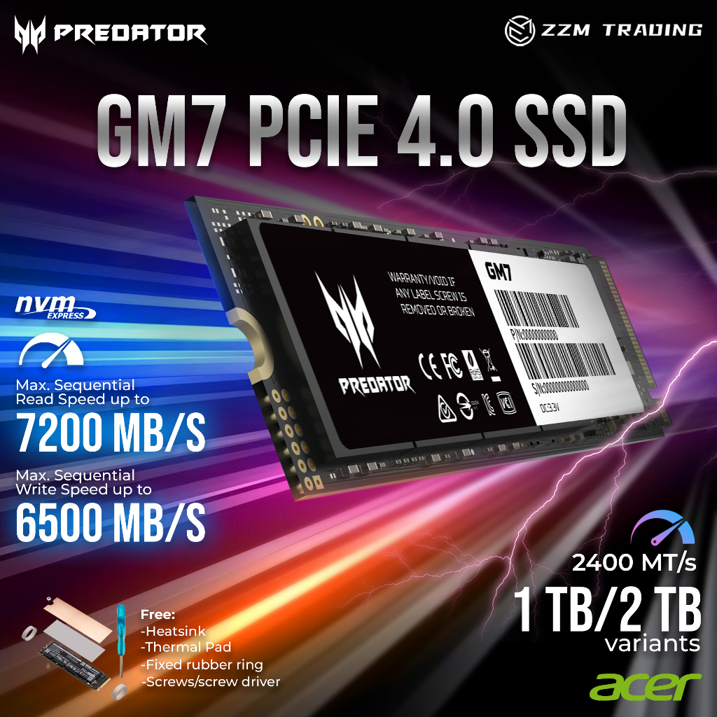 Acer Predator SSD 1TB PCIe Gen4x4 M.2 Acer Predator SSD 1TB PCIe