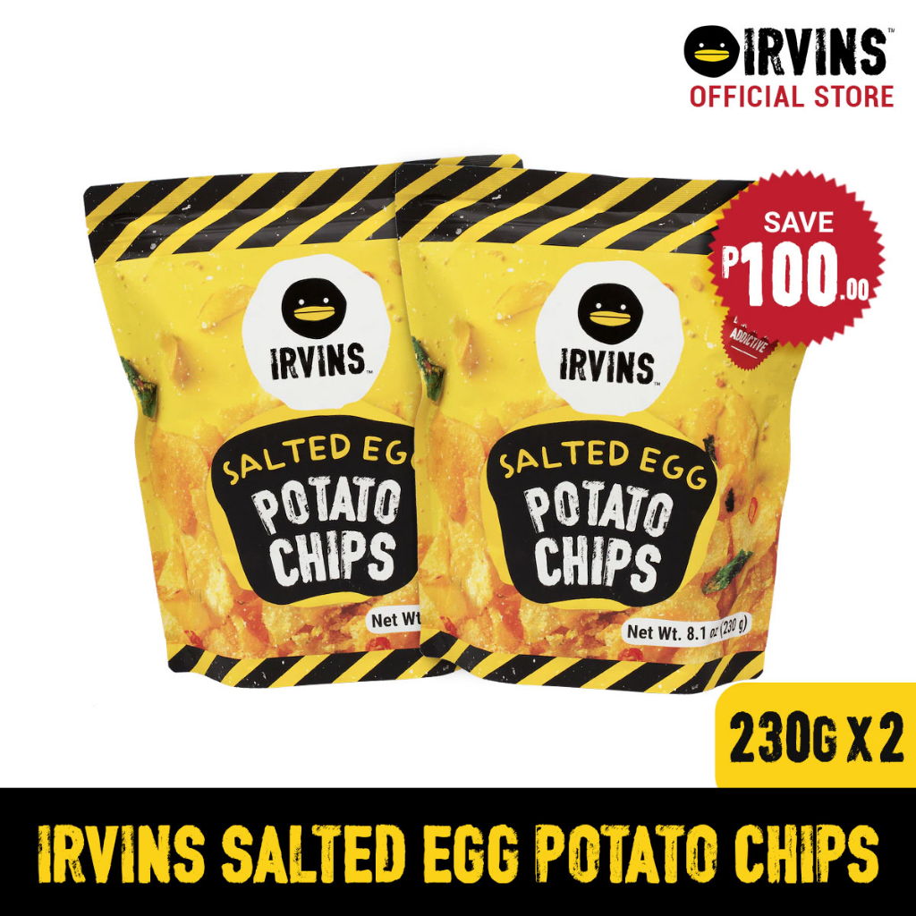 Irvins Salted Egg Potato Chips 230g Big Bag X 2 Shopee Philippines