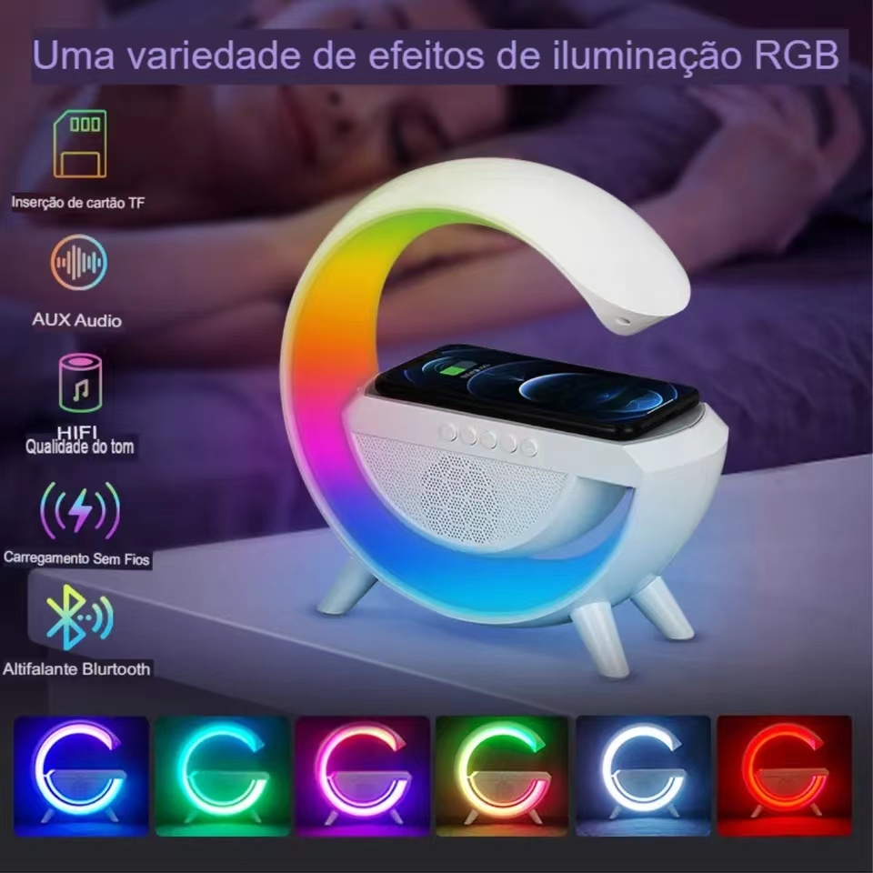 LED Bluetooth Speaker Atmosphere RGB Light Wireless Charger Desk Lamp ...