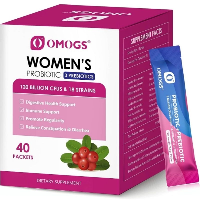 Omogs Women S Probiotic 40 Packets 120 Billion Cfus 18 Strains With 3 Prebiotics And