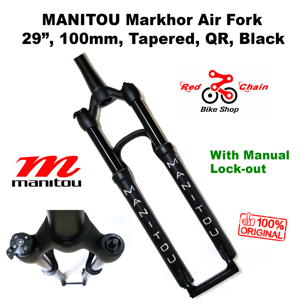 MANITOU Markhor Air Fork, 29”, 100 mm, Tapered, QuickRelease, Black
