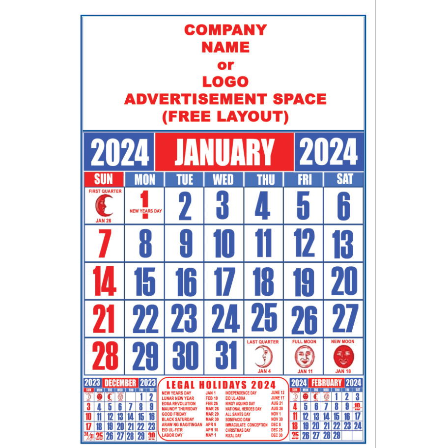 2024 COMMERCIAL CALENDAR CUSTOMIZED DISCOUNTED Shopee Philippines