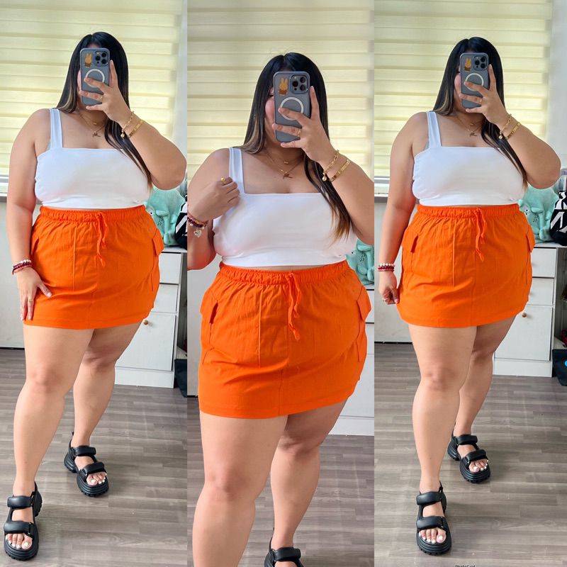 PLUS SIZE LINEN CARGO SKIRT L 5XL Shopee Philippines