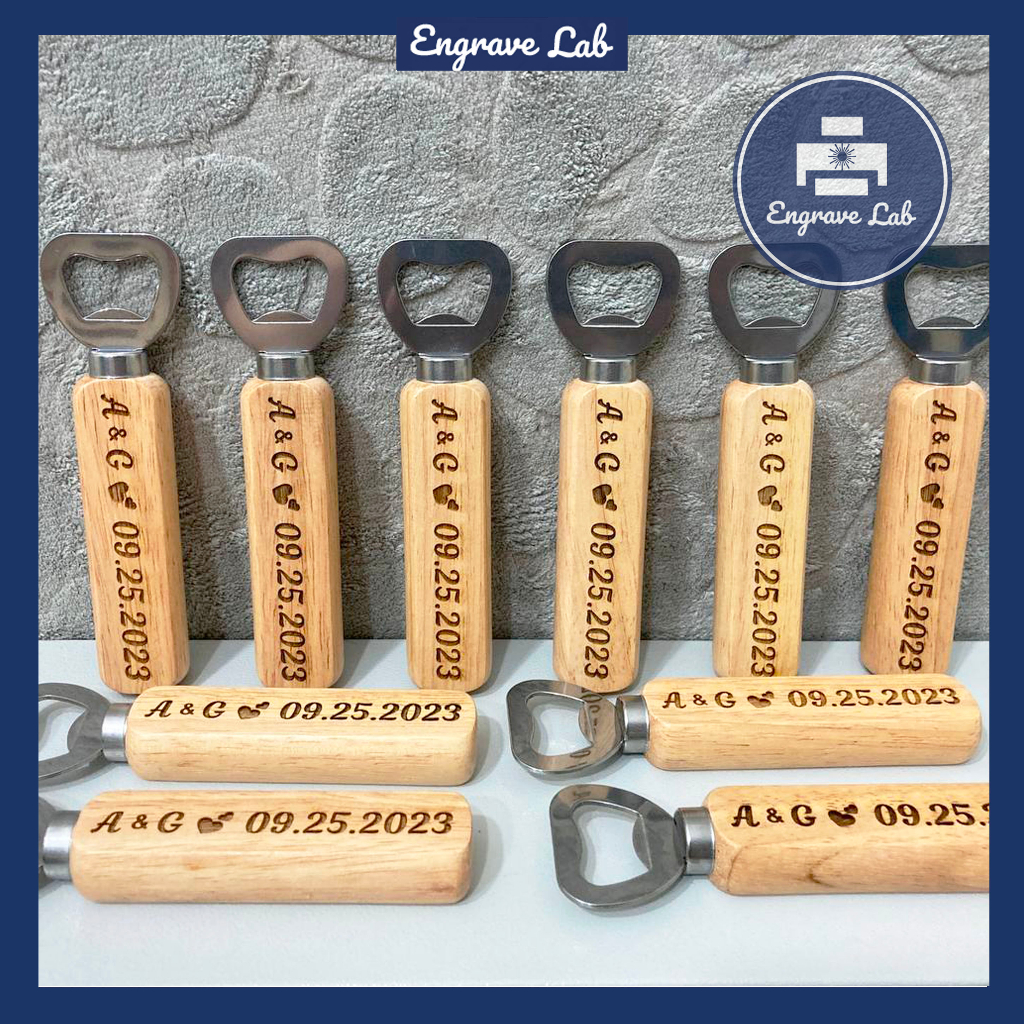 Personalized Wood Bottle Opener with handle Laser Engraved Gift