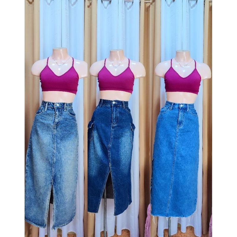 WOMEN'S DENIM LONG/Maxi skirt l maong | Shopee Philippines