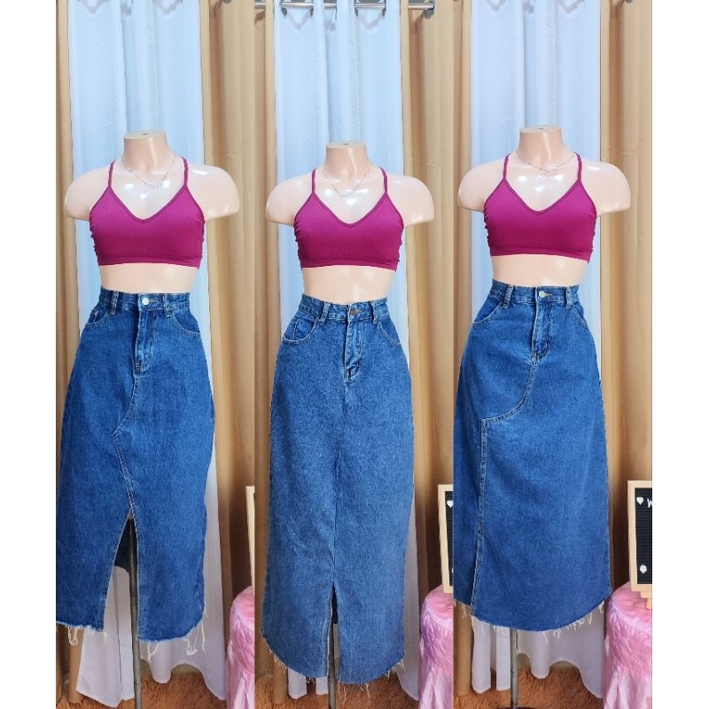 WOMEN'S DENIM SKIRT LONG/MIDI MAONG | Shopee Philippines