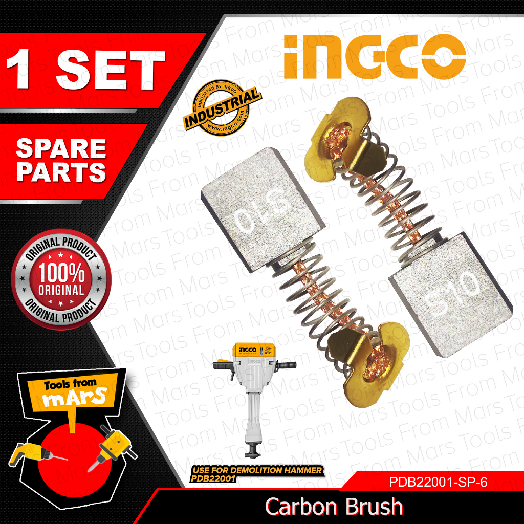 INGCO 2PCS/SET Carbon Brush for Demolition Hammer Motor Replacement