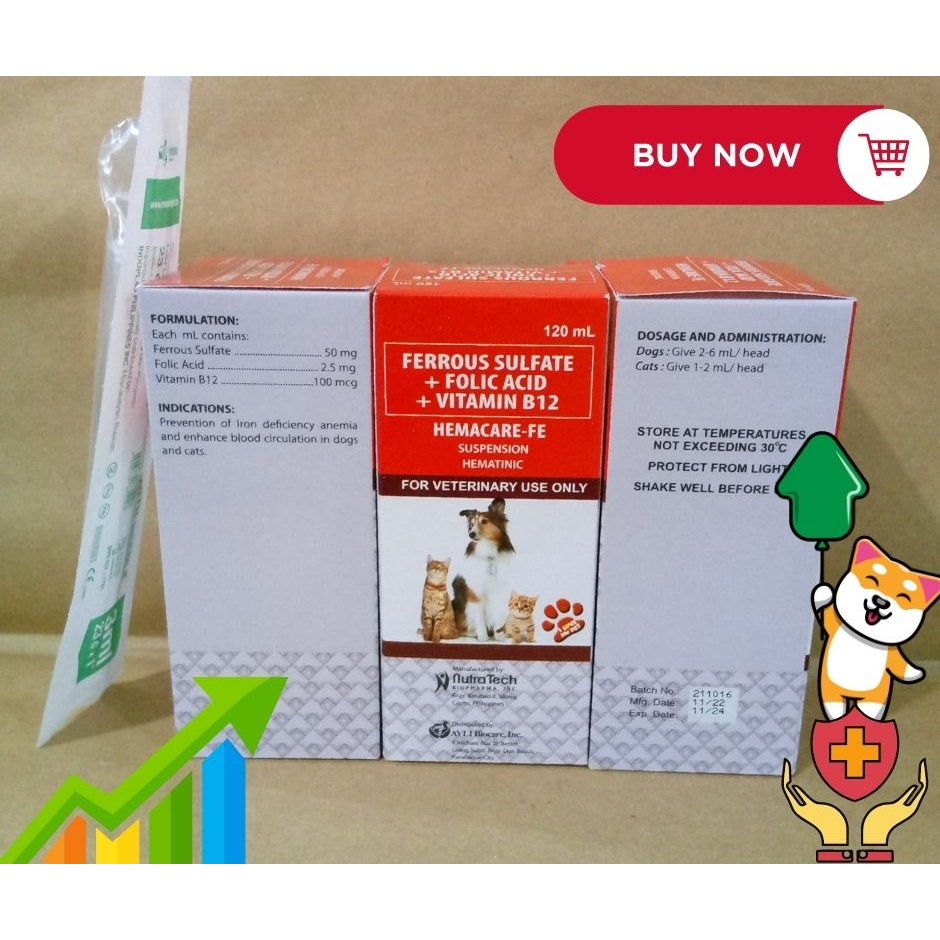 Hemacare Blood Circulation Enhancer for Dogs and Cats (120ml) with 1 ...