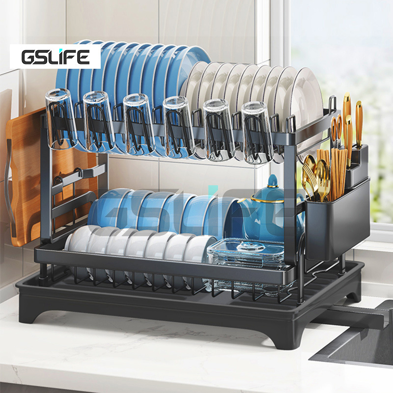 GSlife 2/3 Tiers Dish Drying Rack Kitchen Rack Dish Rack Kitchen