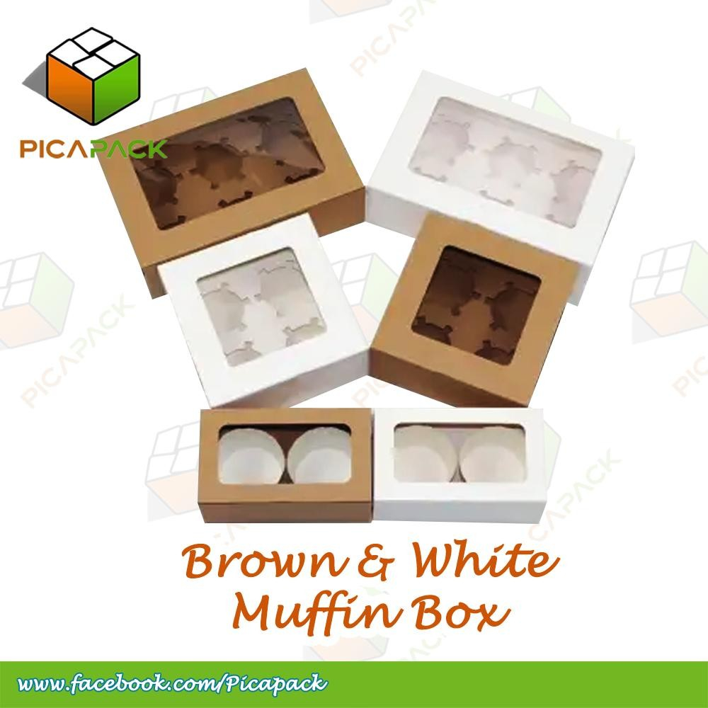 1pc Brown & White muffin box for cupcake cookies or other baked goods ...