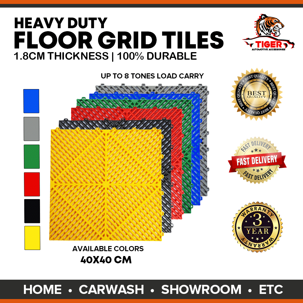 Floor Grid Tiles Matting 40x40cm / Garage Polypropylene Grille / Drain