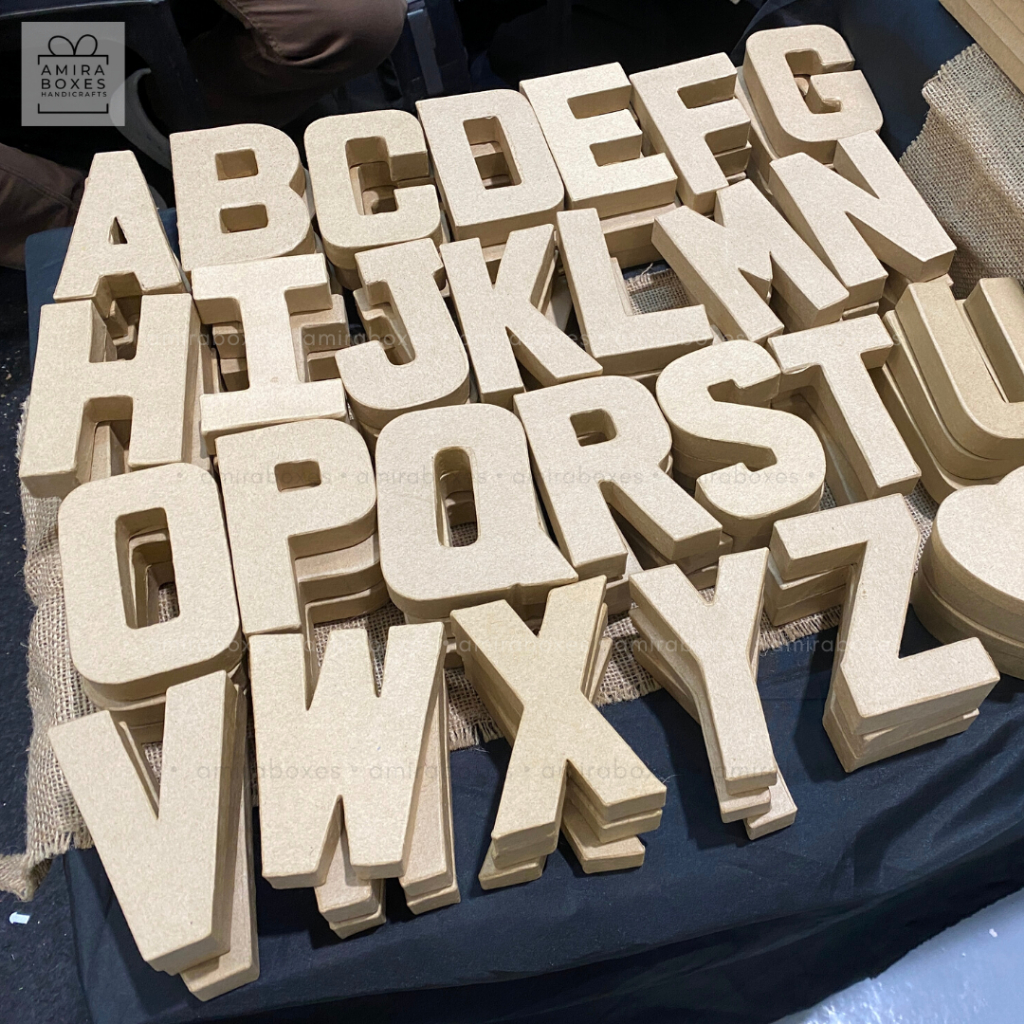 Kraft Letters (4 inches) handcrafted paper mache letter box for arts