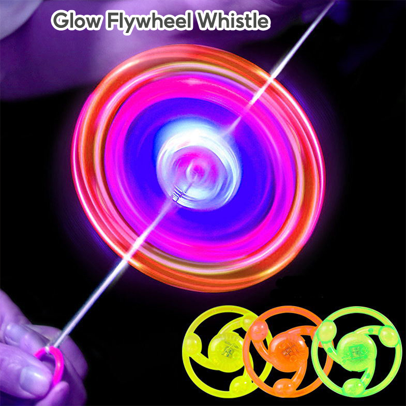 Glow Flywheel Whistle Flash Pull Line Led Flywheel Toy for Kids