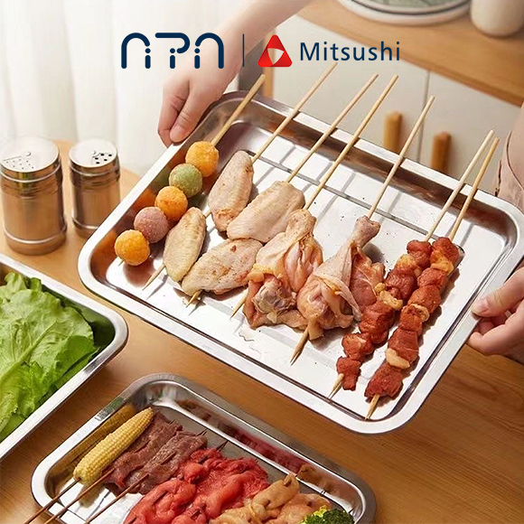 Nipiin Stainless Food warmer Tray Serving Plate Thin/Thick Stainless