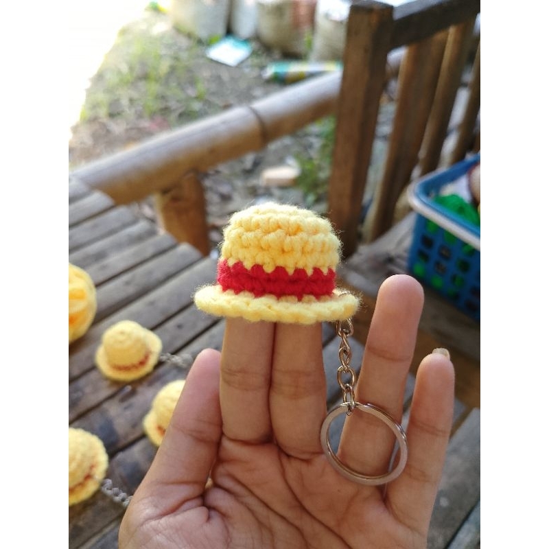 One Piece Luffy Straw Hat Keychain Crochet Shopee Philippines