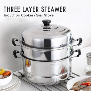 Stainless Steel Cooking Utensils, 3 Layers Steamer Set, Stainless