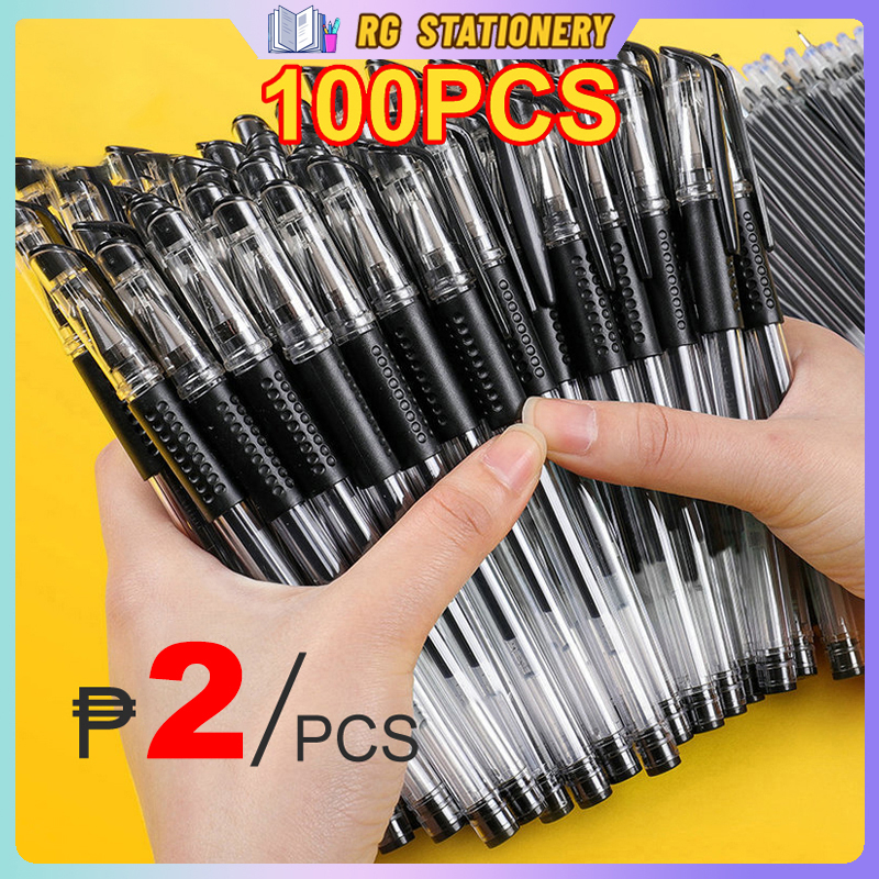 Whosale 100 Pcs Ballpen Gel Pen Black Ball Pen 0.5mm bullet school