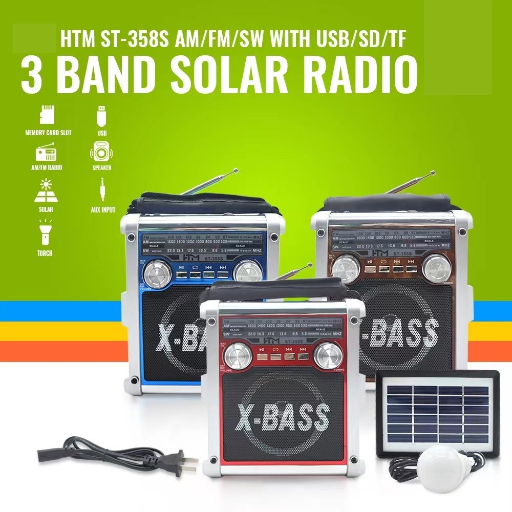 Rechargeable Solar AM/FM/SW 3Band Radio with USB/SD/TF MP3 Player ...