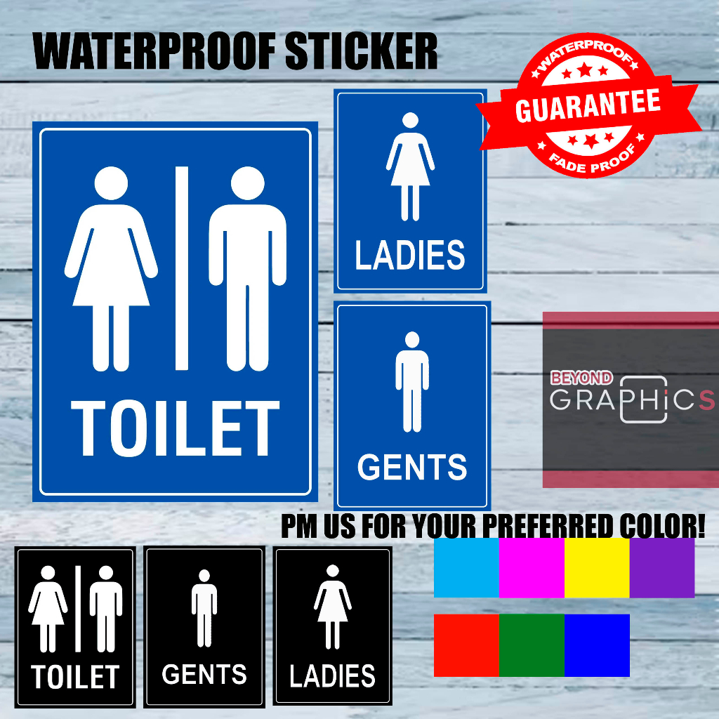 BG Restroom Toilet Room Sticker Sign PVC Sticker Waterproof (5 x7