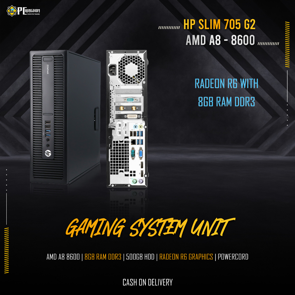 GAMING CPU HP ELITEDESK AMD A8-8600 8GB RAM 500GB HDD RADEON HD R6 ...
