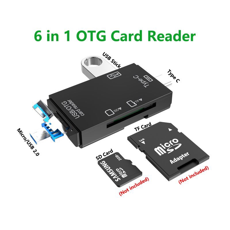 6 in 1 OTG SD Card Reader TF USB 2.0 Micro/Type C Adapter Shopee Philippines