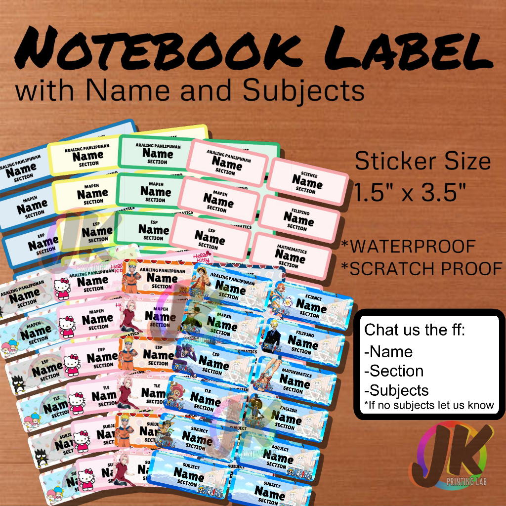 Subject Label For School Vinyl Stickers (per A4 sheet) | Shopee Philippines