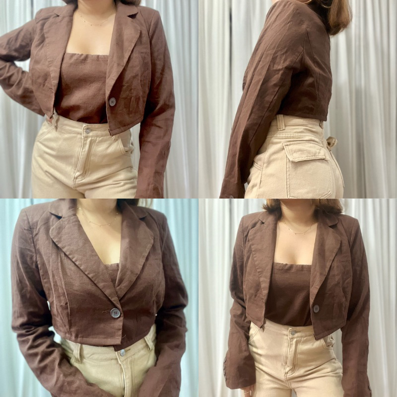 Cropped Blazer with free tube inner formal coat Shopee Philippines