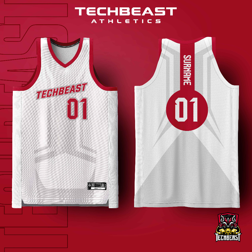 Arctic Red Full Sublimation Basketball Jersey Techbeast ( CUSTOM NAME ...