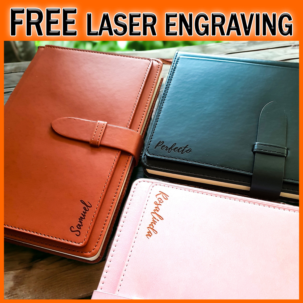 (free Engrave) Personalized Leather Notebook   A5 Planner   Lined Plain 