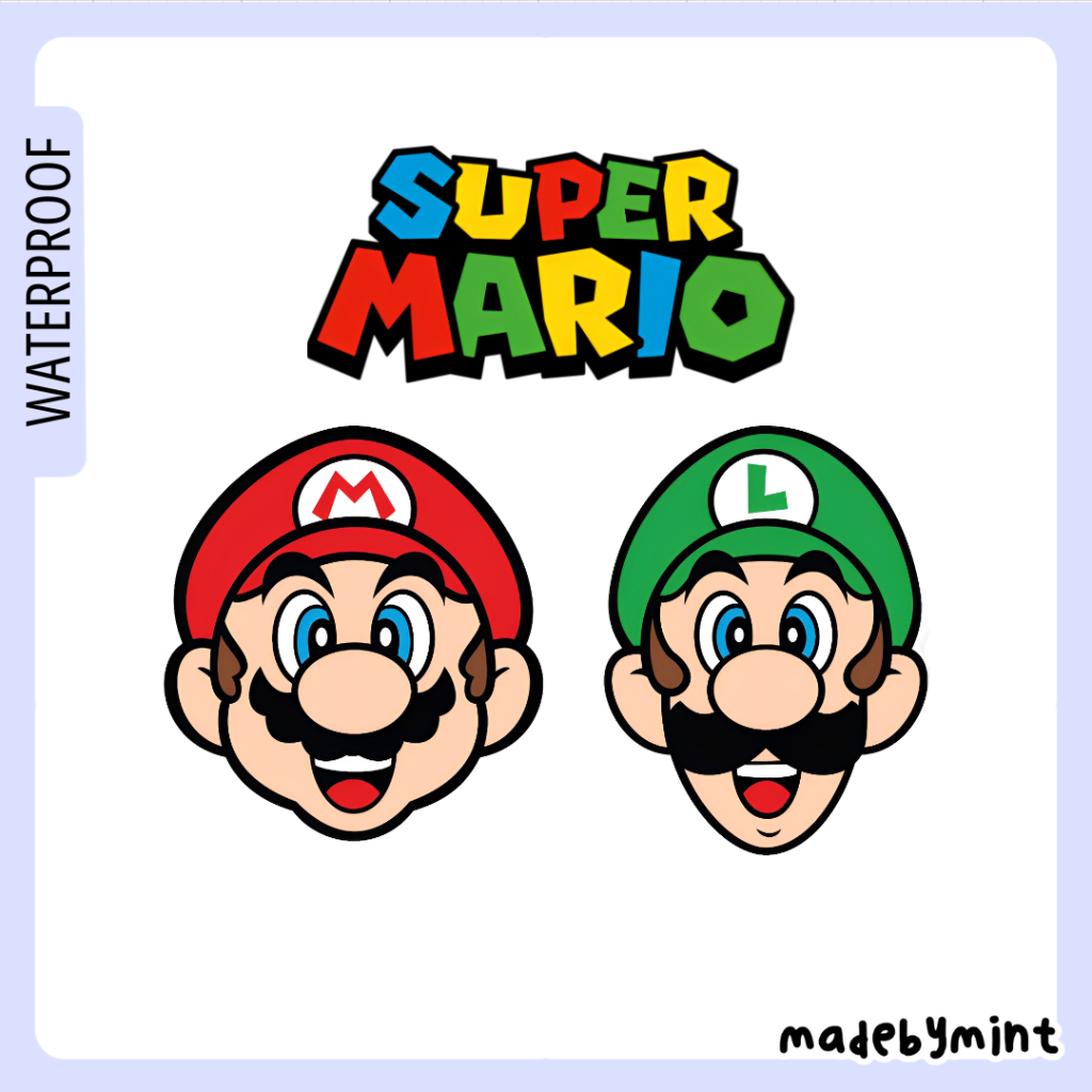 Super Mario Brothers Sticker Mario & Luigi Waterproof Sticker