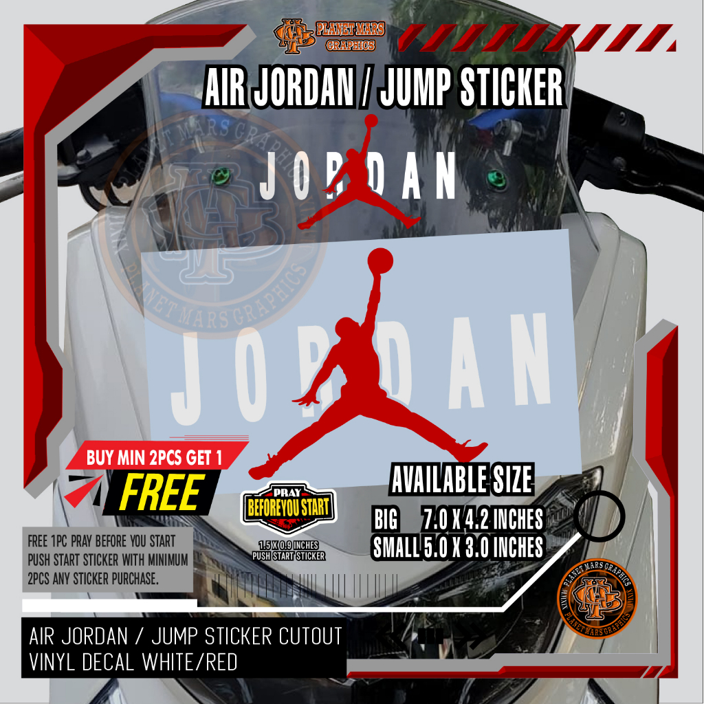AIR JORDAN INSPIRED / JUMP STICKER CUT OUT VINYL CAR MOTORCYCLE DECAL ...